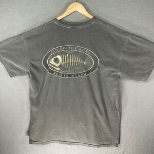 Gildan‎ Ultra Cotton Beaver Island Lake Michigan Bad To The Bone Fish Skeleton T